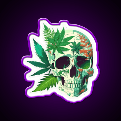 Skull Hemp Inspired Green Leaf Led Neon Sign Rgb Color - Shineneon