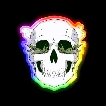 Skull Hemp Inspired Green Leaf Led Neon Sign Room Led Sign Rgb Color - LED neon sign close-up detail