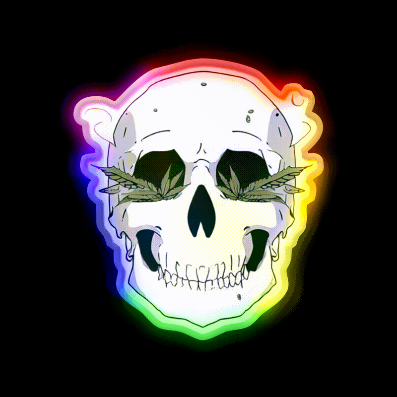 Skull Hemp Inspired Green Leaf Led Neon Sign Room Led Sign Rgb Color - LED neon sign close-up detail