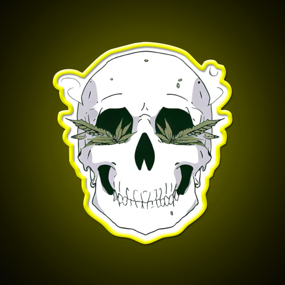 Skull Hemp Inspired Green Leaf Led Neon Sign Room Led Sign Rgb Color - Custom LED neon sign front view