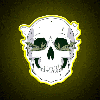 Skull Hemp Inspired Green Leaf Led Neon Sign Room Led Sign Rgb Color - Custom LED neon sign front view