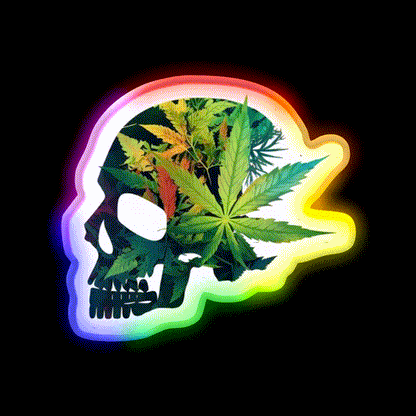 Skull Hemp Inspired Green Leaf Led Neon Sign Room Light Sign Rgb Color - LED neon sign close-up detail