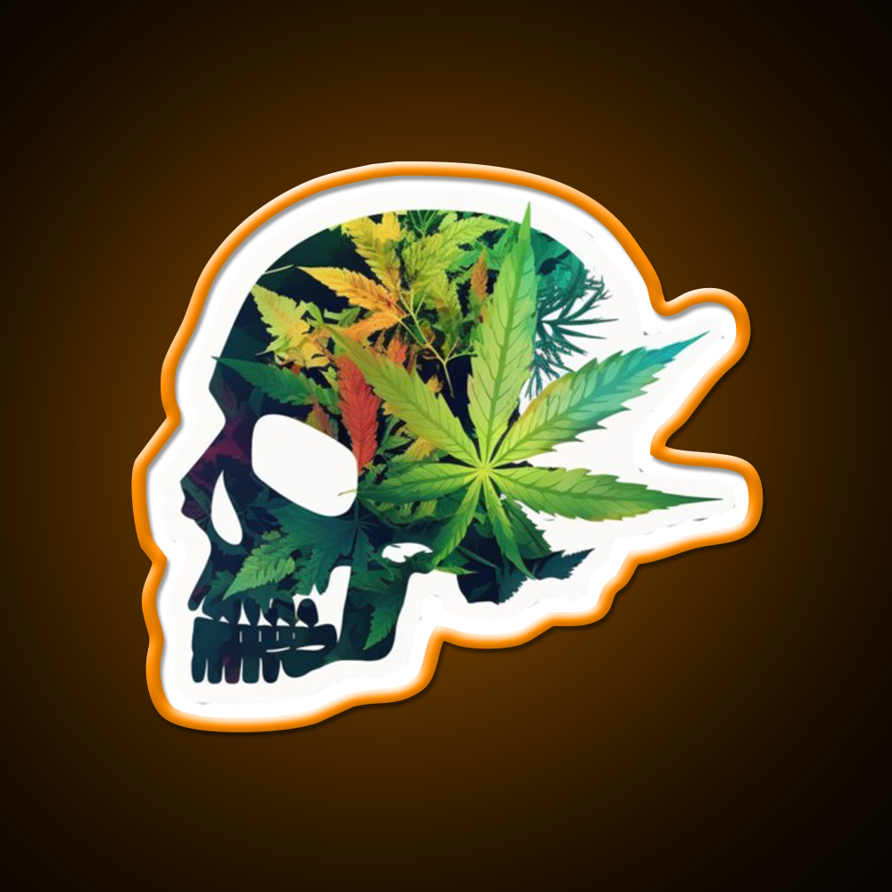 Skull Hemp Inspired Green Leaf Led Neon Sign Room Light Sign Rgb Color - LED neon sign view 6
