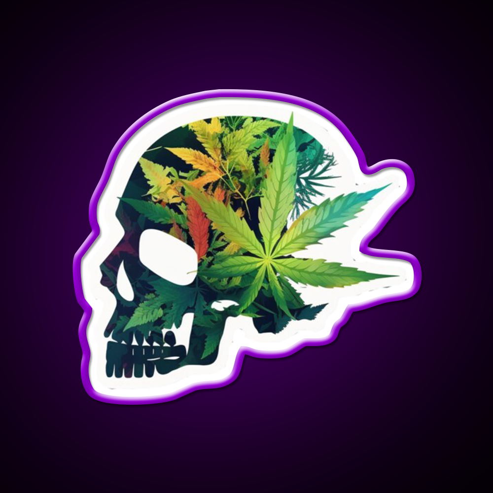 Skull Hemp Inspired Green Leaf Led Neon Sign Room Light Sign Rgb Color - LED neon sign view 9
