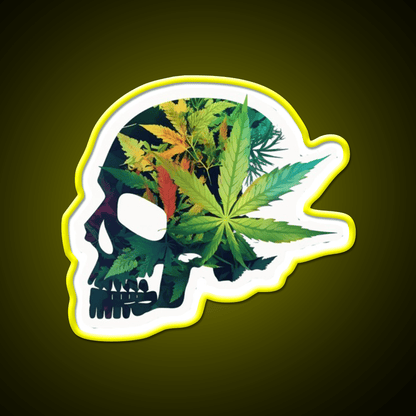 Skull Hemp Inspired Green Leaf Led Neon Sign Room Light Sign Rgb Color - Shineneon