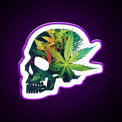 Skull Hemp Inspired Green Leaf Led Neon Sign Room Light Sign Rgb Color - Shineneon
