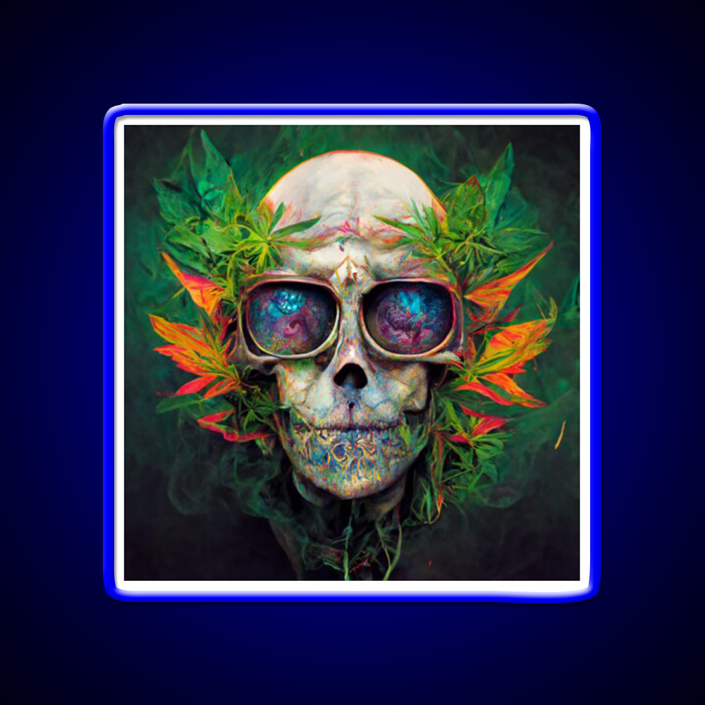 Skull Hemp Inspired Green Leaf Led Neon Sign Wall Art Rgb Color - LED neon sign view 5
