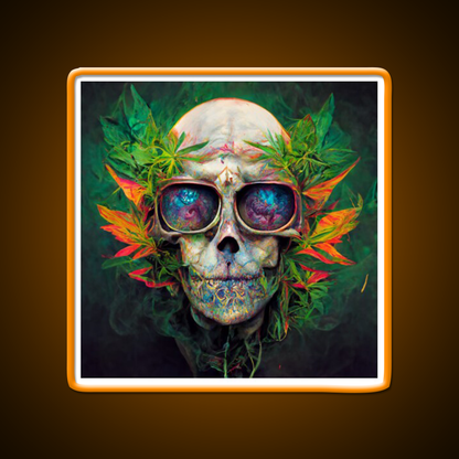 Skull Hemp Inspired Green Leaf Led Neon Sign Wall Art Rgb Color - LED neon sign view 6
