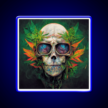 Skull Hemp Inspired Green Leaf Led Neon Sign Wall Art Rgb Color - Shineneon