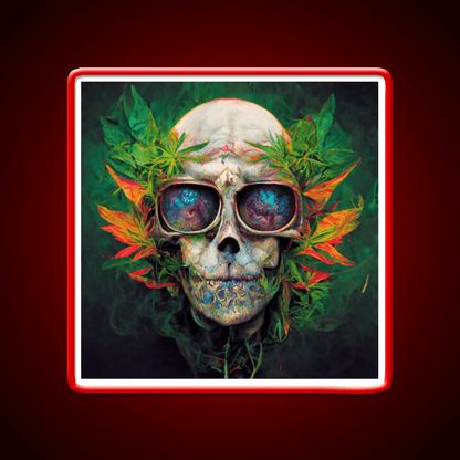 Skull Hemp Inspired Green Leaf Led Neon Sign Wall Art Rgb Color - Shineneon