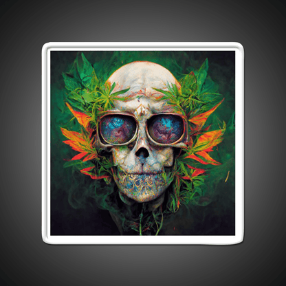 Skull Hemp Inspired Green Leaf Led Neon Sign Wall Art Rgb Color - Shineneon