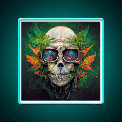 Skull Hemp Inspired Green Leaf Led Neon Sign Wall Art Rgb Color - Shineneon