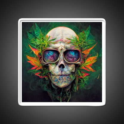 Skull Hemp Inspired Green Leaf Led Neon Sign Wall Art Rgb Color - LED neon sign view 11
