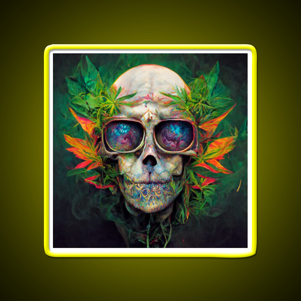 Skull Hemp Inspired Green Leaf Led Neon Sign Wall Art Rgb Color - LED neon sign view 7