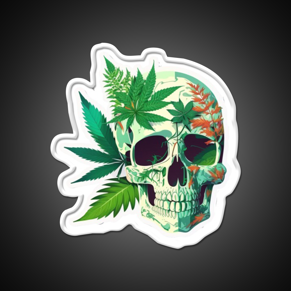 Skull Hemp Inspired Green Leaf Led Neon Sign Rgb Color - LED neon sign view 11