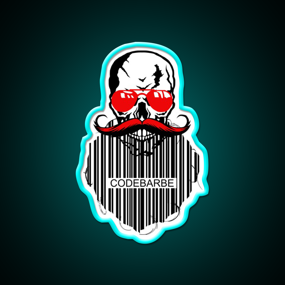 Skull Hipster Code Beard Bar Humor Man Cave Bar Led Neon Sign Rgb Color