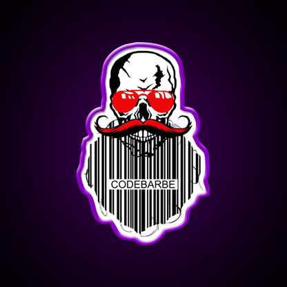 Skull Hipster Code Beard Bar Humor Man Cave Bar Led Neon Sign Rgb Color