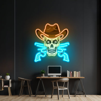 Skull In Cowboy Hat Led Neon Sign Light Custom Led Signs - Shineneon