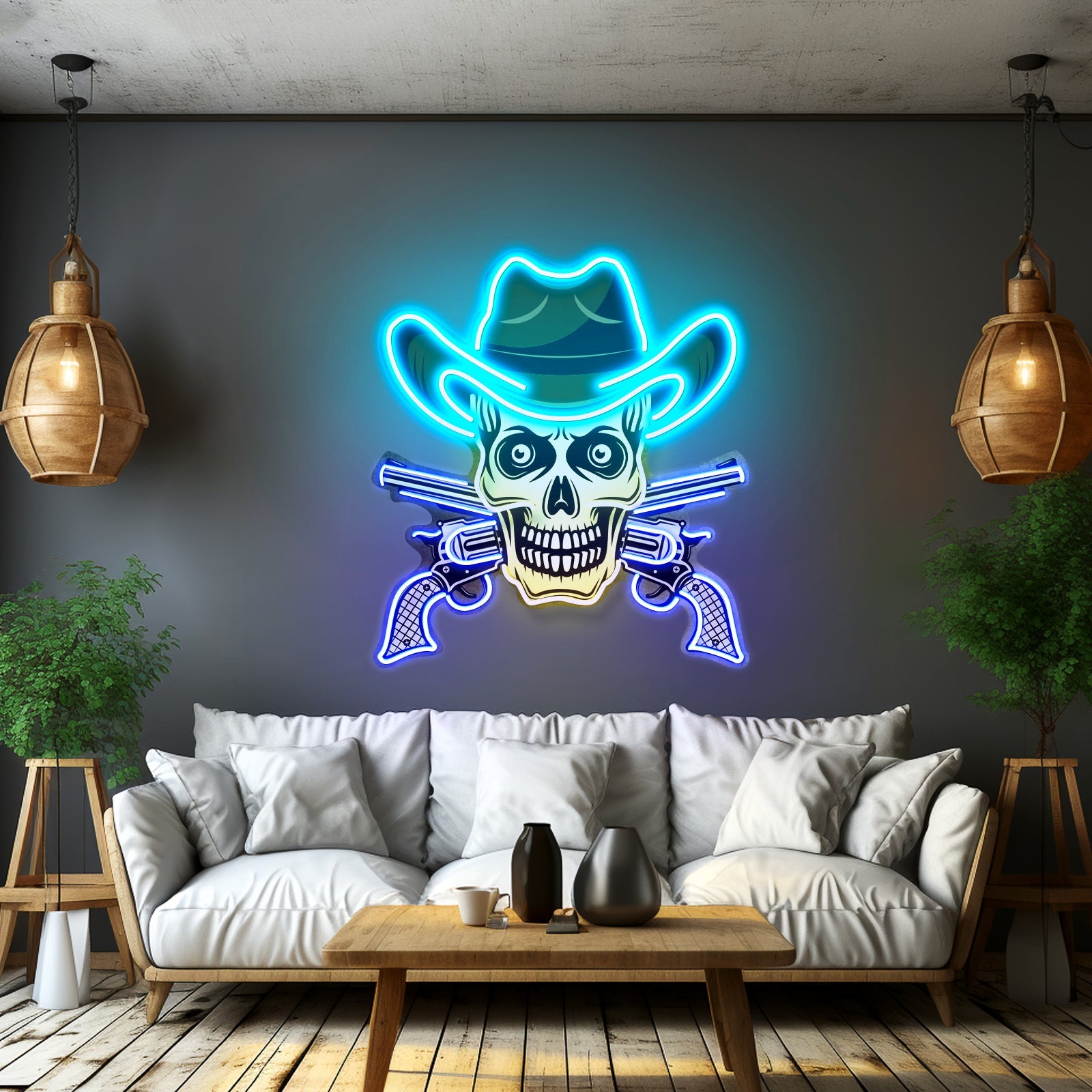 Skull In Cowboy Hat Led Neon Sign Light Custom Led Signs - Shineneon