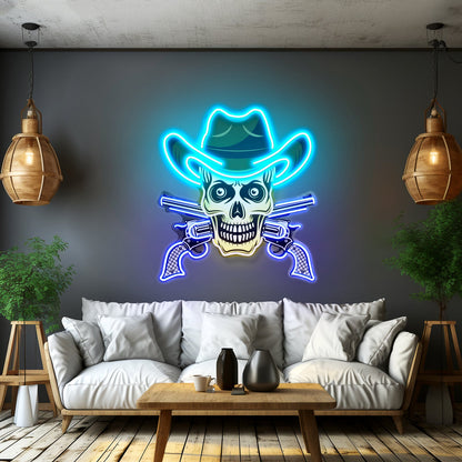 Skull In Cowboy Hat Led Neon Sign Light Custom Led Signs - Shineneon