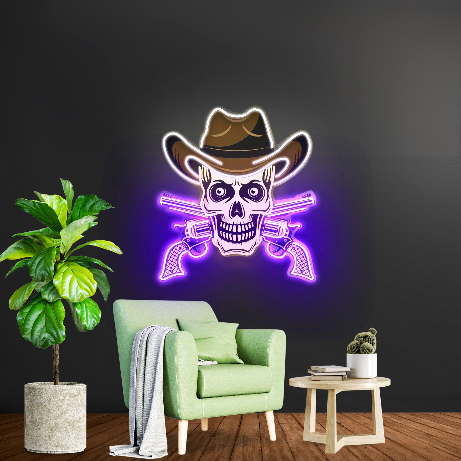 Skull In Cowboy Hat Led Neon Sign Light Custom Led Signs - Shineneon