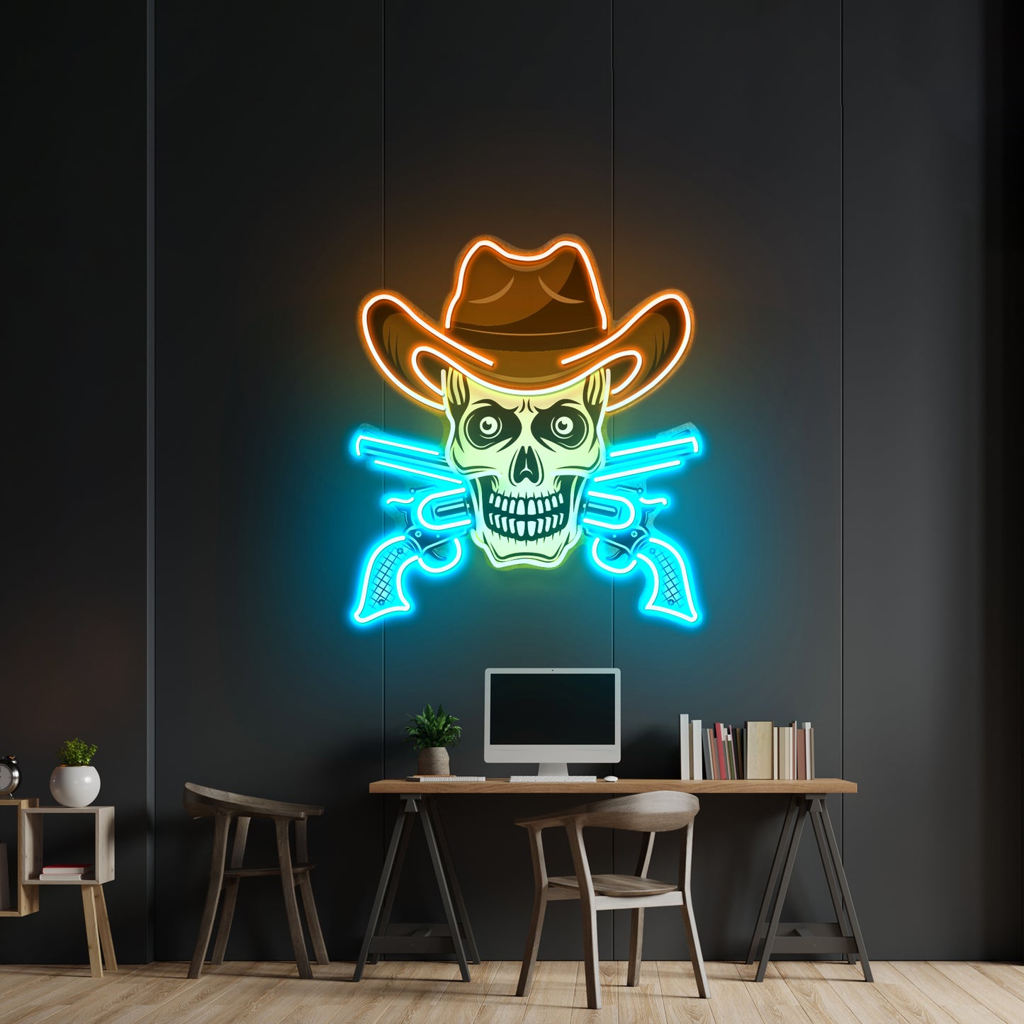 Skull In Cowboy Hat Led Neon Sign Light Custom Led Signs