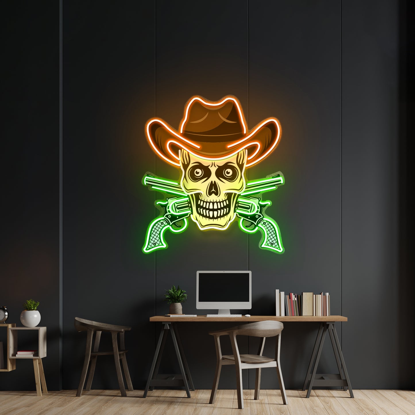 Skull In Cowboy Hat Led Neon Sign Light Custom Led Signs