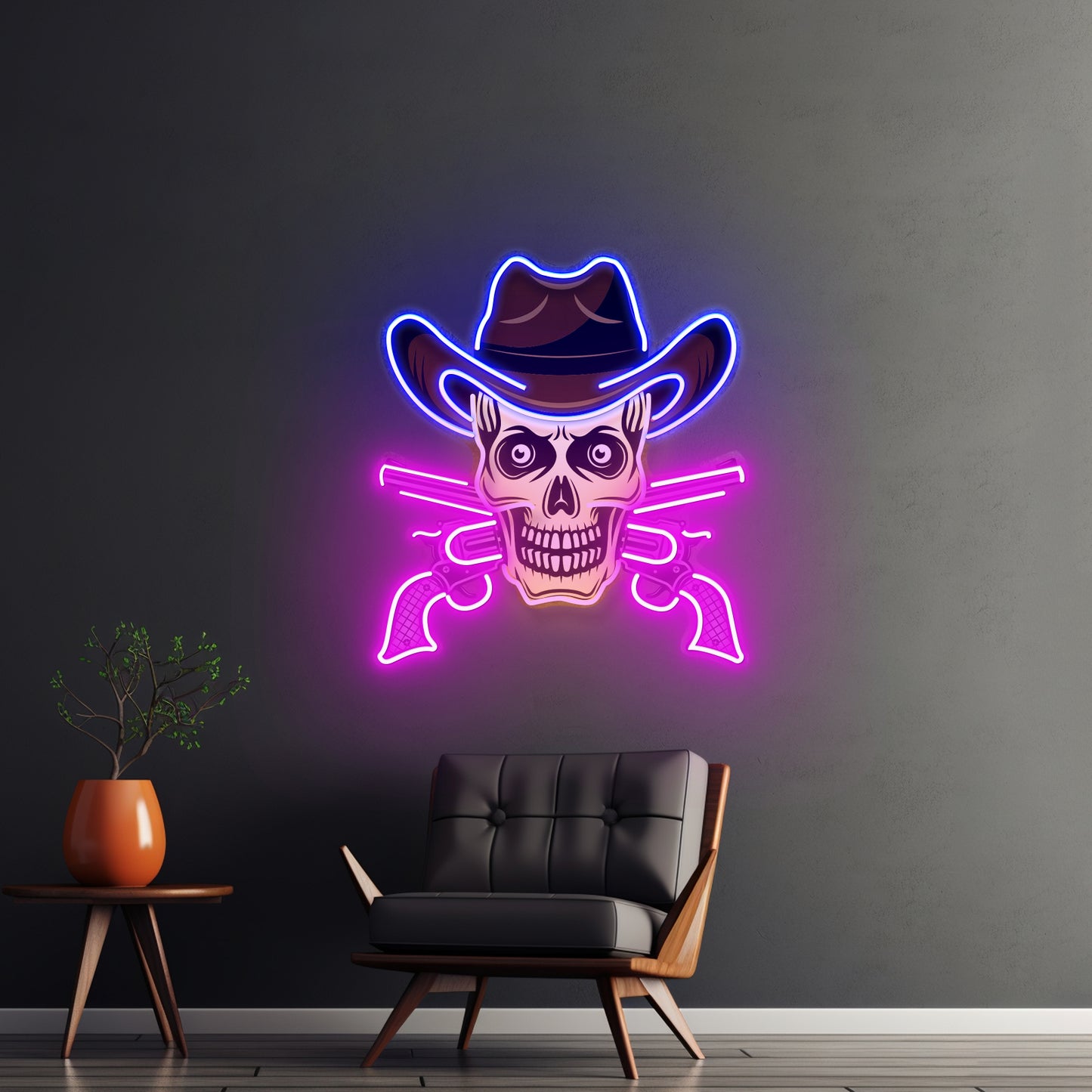 Skull In Cowboy Hat Led Neon Sign Light Custom Led Signs