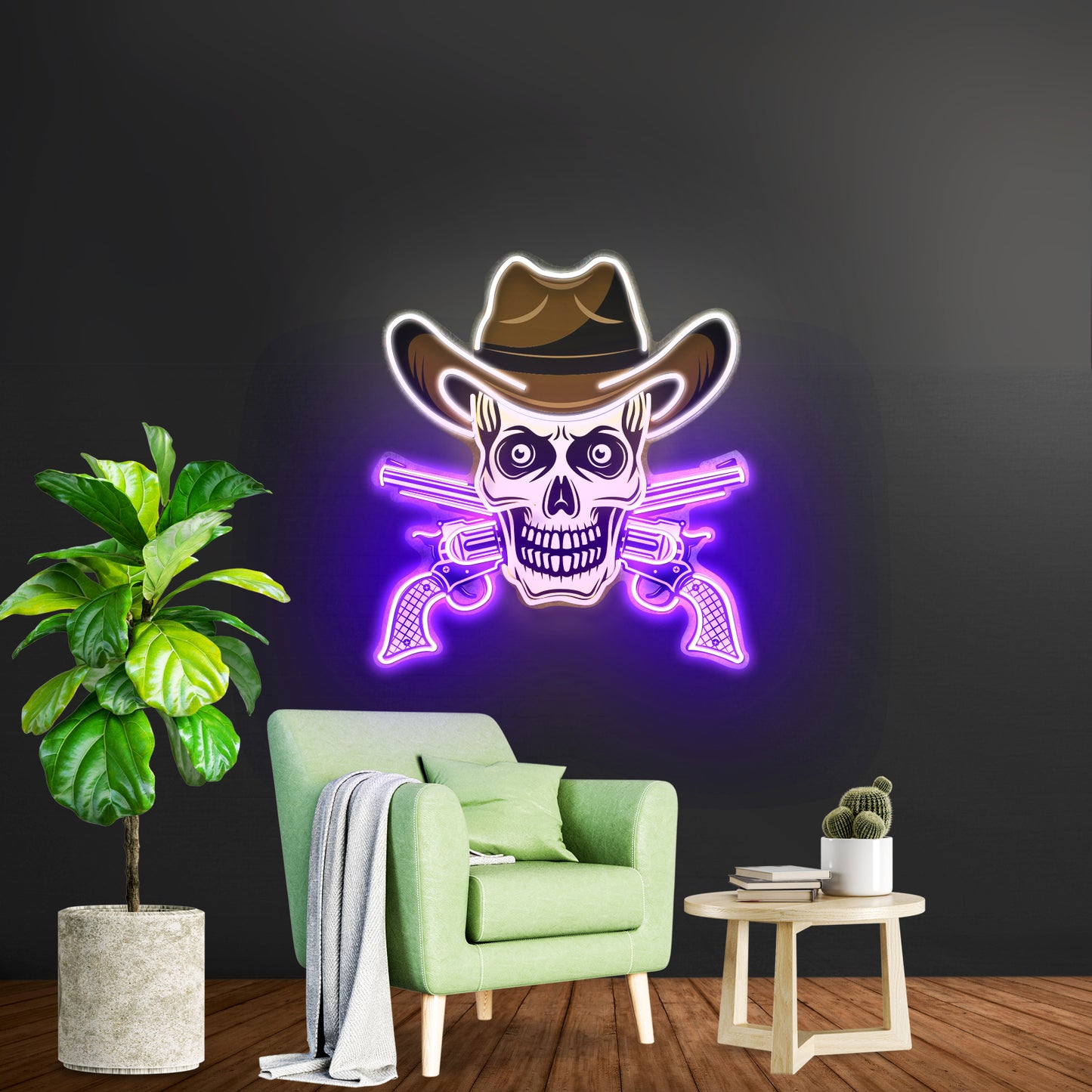 Skull In Cowboy Hat Led Neon Sign Light Custom Led Signs