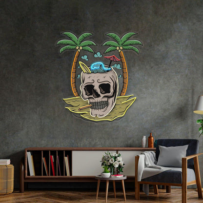 Skull Island Surf Palm Tropical Uv Printed Led Neon Sign | Shineneon