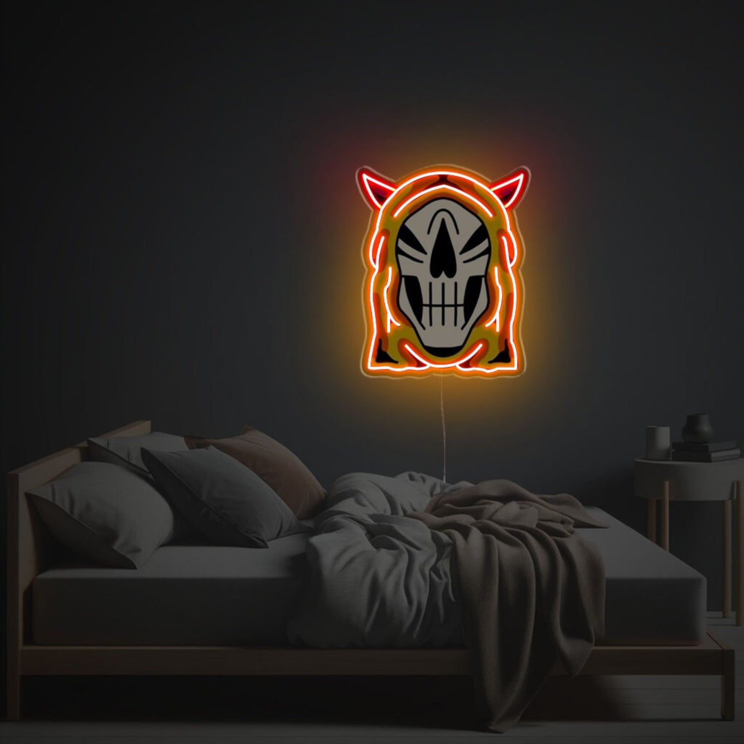 Skull Man With Orange Suit Led Neon Acrylic Artwork | Shineneon