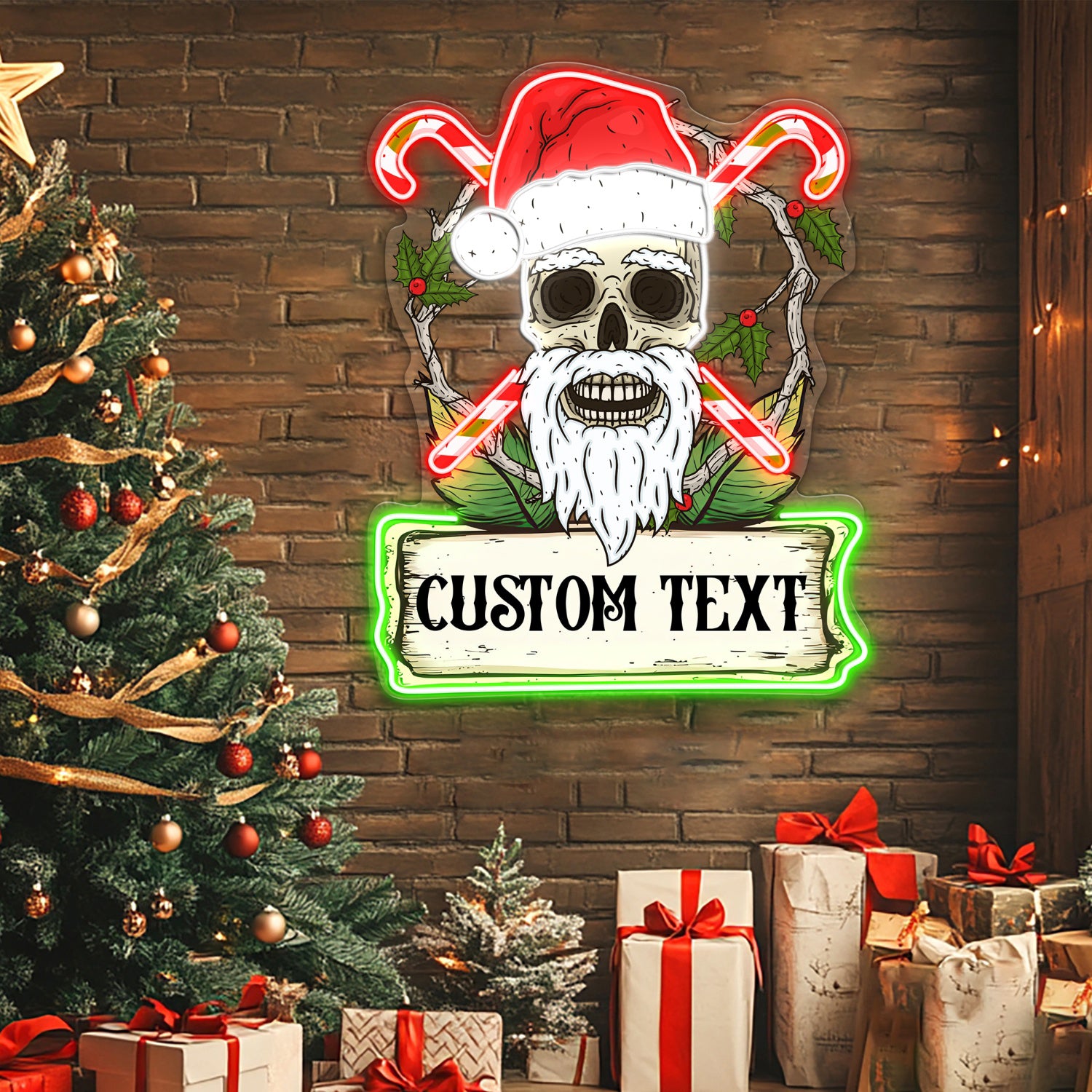 Skull Santa Claus Acrylic Led Neon Sign | Shineneon