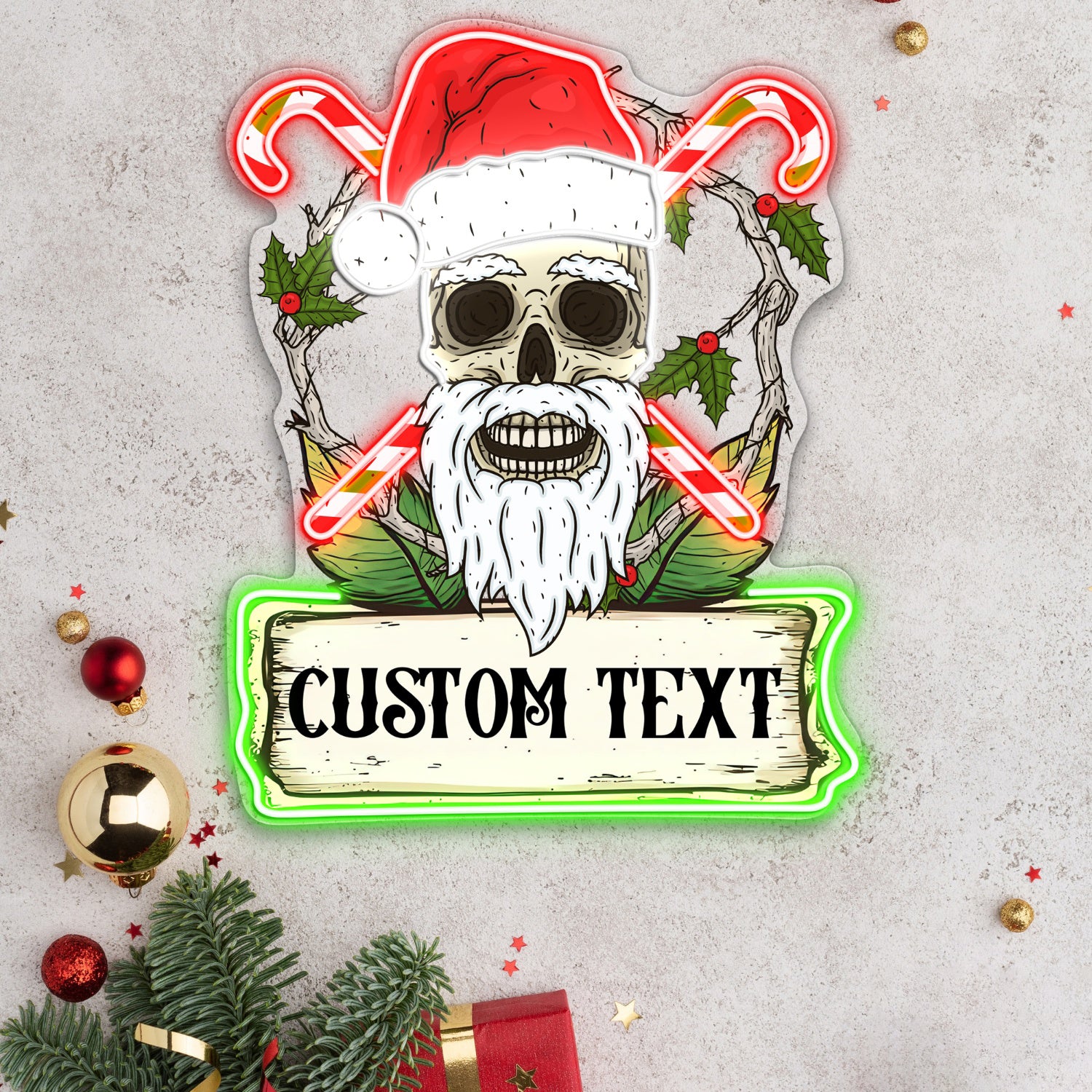 Skull Santa Claus Acrylic Led Neon Sign | Shineneon