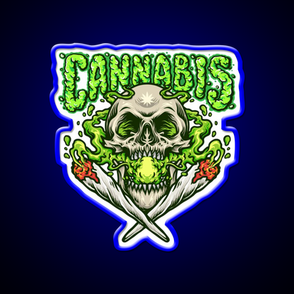 Skull Smokingweed Illustration Hemp Inspired Green Leaf Led Neon Sign Rgb Color - LED neon sign view 5