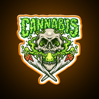 Skull Smokingweed Illustration Hemp Inspired Green Leaf Led Neon Sign Rgb Color - LED neon sign view 6