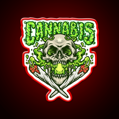 Skull Smokingweed Illustration Hemp Inspired Green Leaf Led Neon Sign Rgb Color - Shineneon