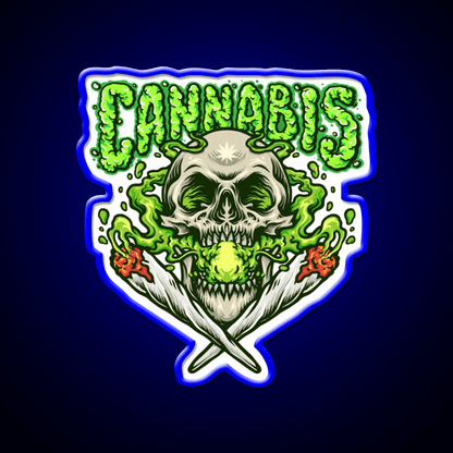 Skull Smokingweed Illustration Hemp Inspired Green Leaf Led Neon Sign Rgb Color - Shineneon