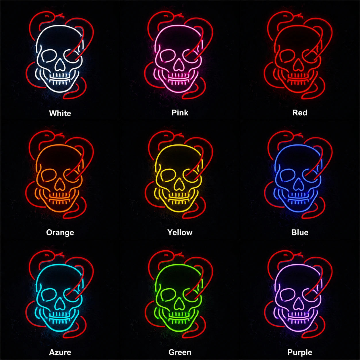 Skull Snake Neon Sign LED Neon Sign color grid
