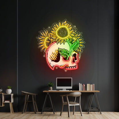 Skull Sun Flowers Led Neon Sign Light Custom Led Signs - Shineneon