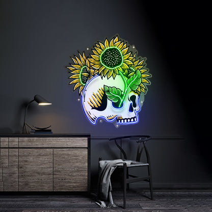 Skull Sun Flowers Led Neon Sign Light Custom Led Signs - Shineneon