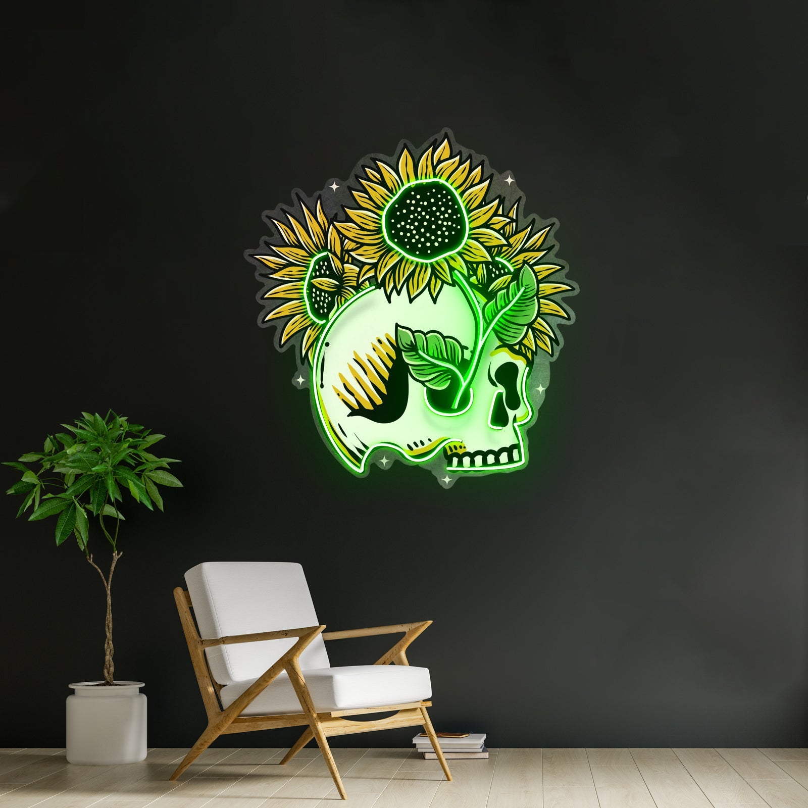 Skull Sun Flowers Led Neon Sign Light Custom Led Signs - Shineneon