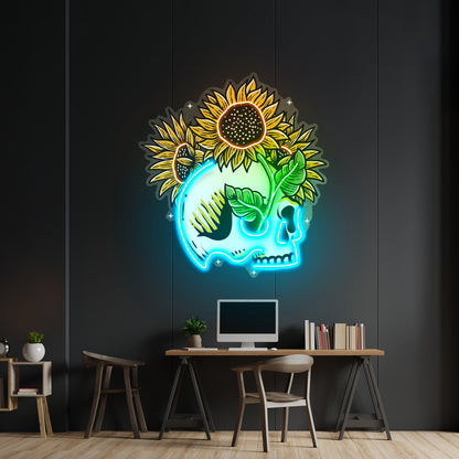 Skull Sun Flowers Led Neon Sign Light Custom Led Signs