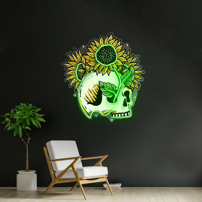 Skull Sun Flowers Led Neon Sign Light Custom Led Signs