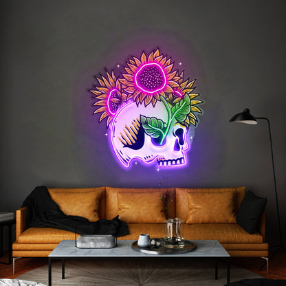 Skull Sun Flowers Led Neon Sign Light Custom Led Signs