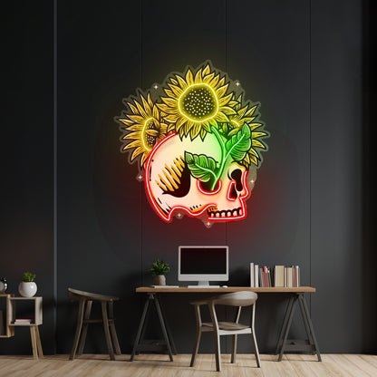 Skull Sun Flowers Led Neon Sign Light Custom Led Signs