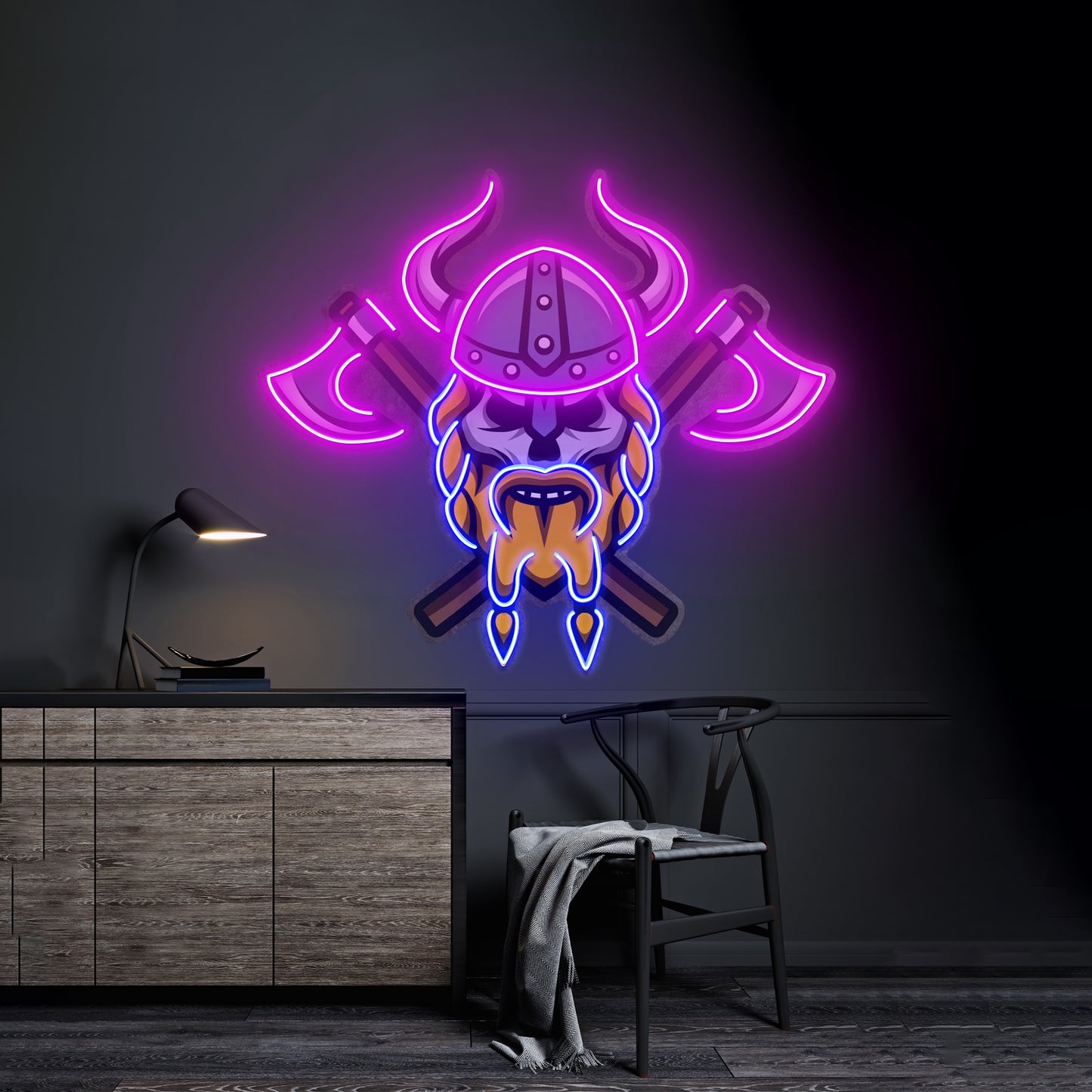 Skull Viking Warrior Led Neon Sign Light Custom Led Signs