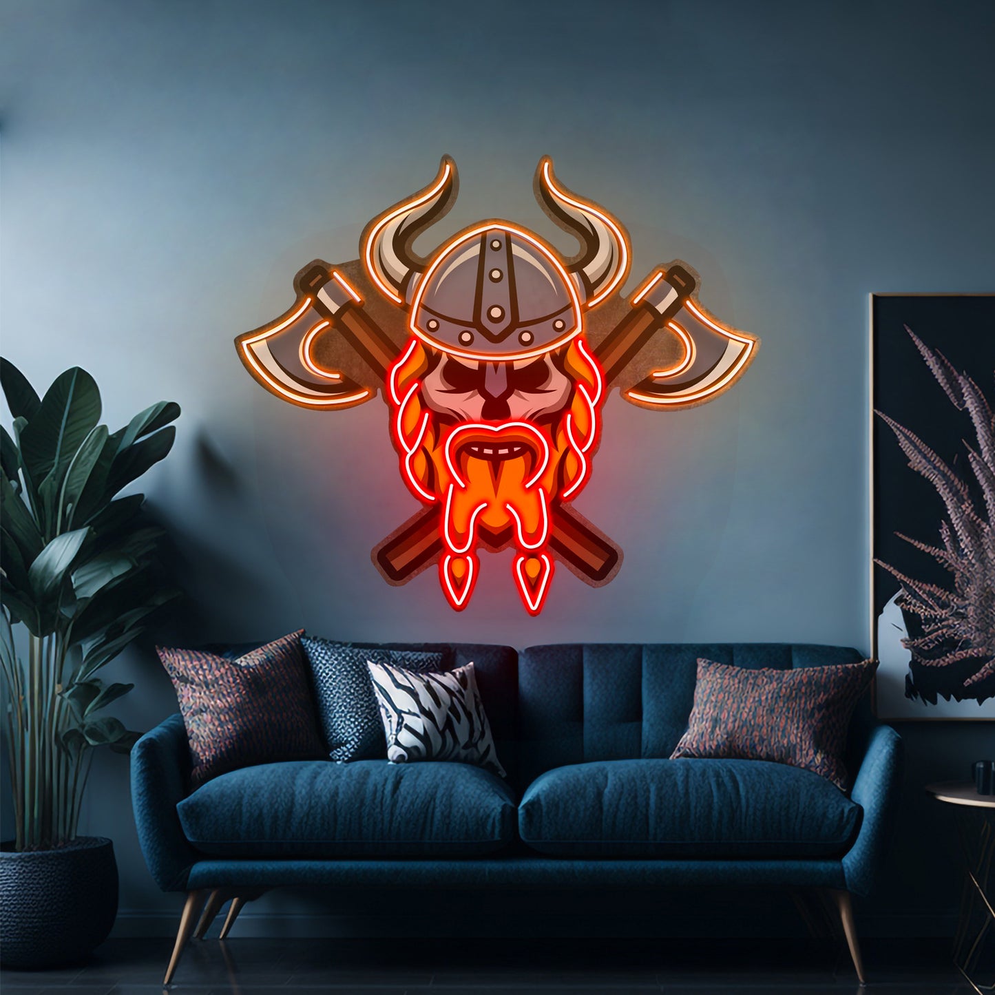 Skull Viking Warrior Led Neon Sign Light Custom Led Signs