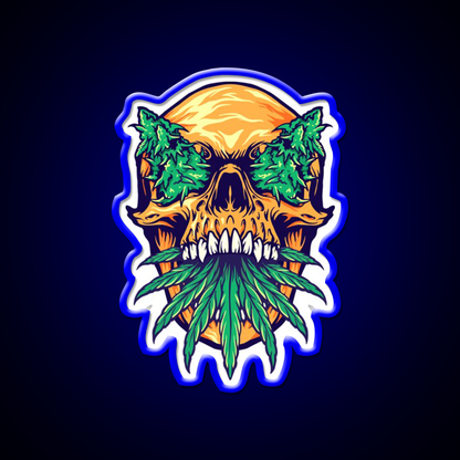 Skull Weed Hemp Inspired Green Leaf Led Neon Sign Rgb Color - LED neon sign view 5
