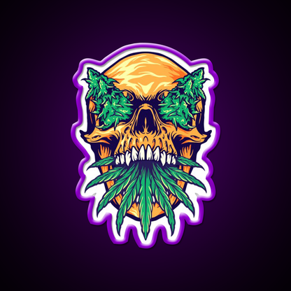 Skull Weed Hemp Inspired Green Leaf Led Neon Sign Rgb Color - LED neon sign view 9