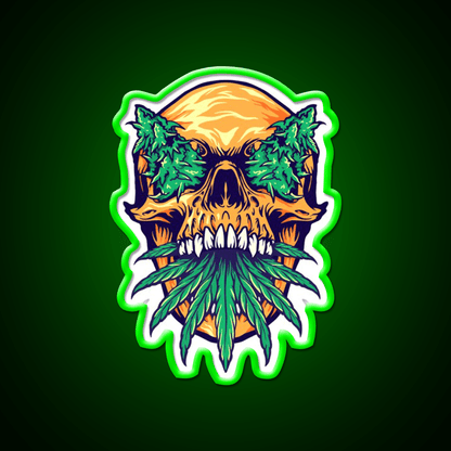 Skull Weed Hemp Inspired Green Leaf Led Neon Sign Rgb Color - Shineneon